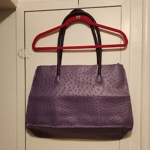 Purple Ostrich Tote Bag with Textured Design
